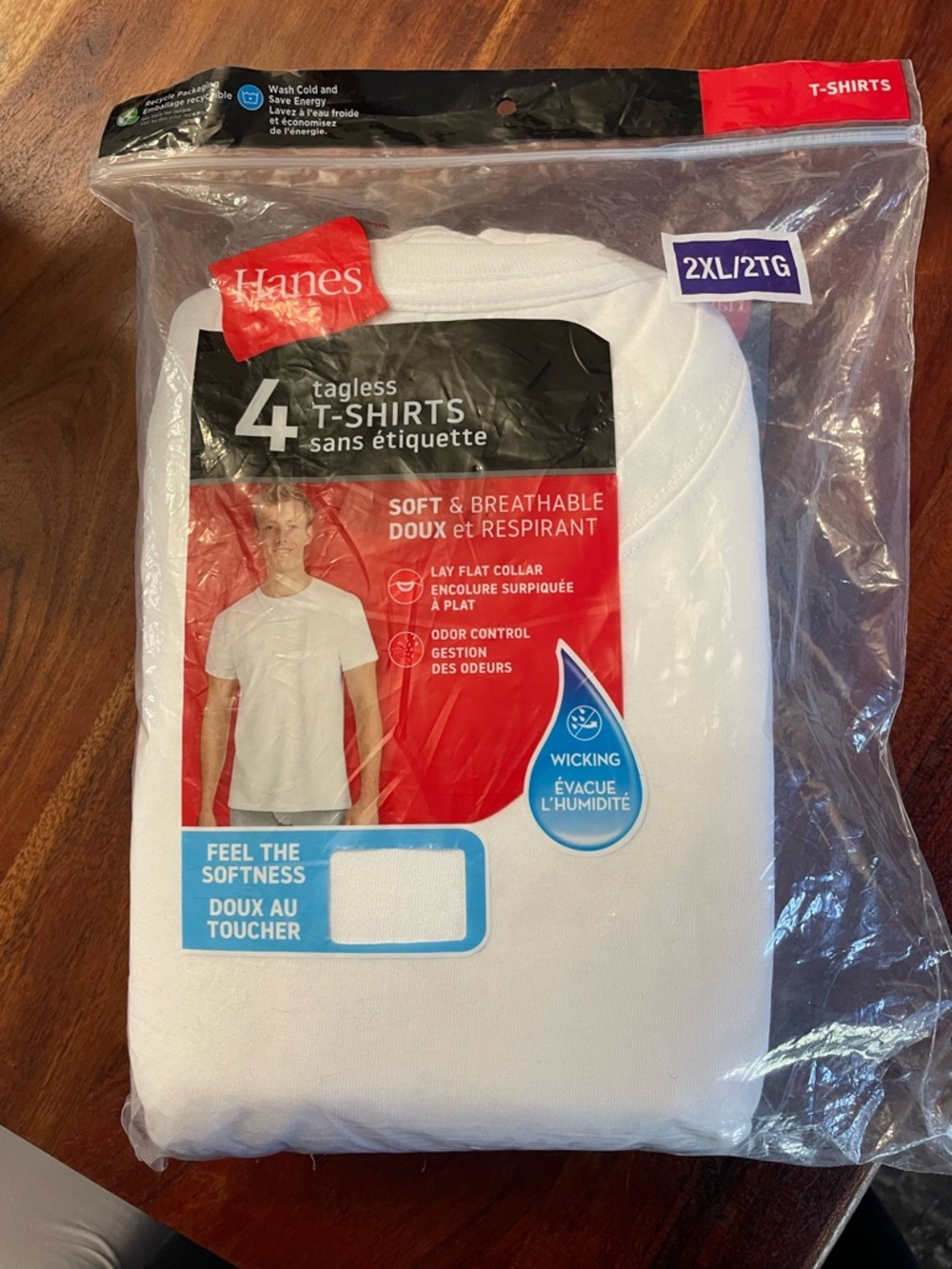 Hanes Men’s White Tagless T-Shirts - 4 Pack 2XL